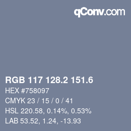 カラーコード: RGB 117 128.2 151.6 | qconv.com