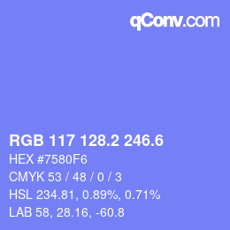 カラーコード: RGB 117 128.2 246.6 | qconv.com