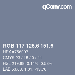 カラーコード: RGB 117 128.6 151.6 | qconv.com