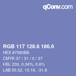 カラーコード: RGB 117 128.6 186.6 | qconv.com