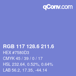 カラーコード: RGB 117 128.6 211.6 | qconv.com