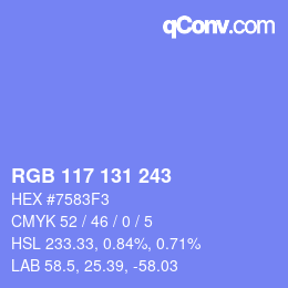 カラーコード: RGB 117 131 243 | qconv.com