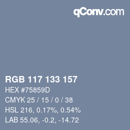 颜色代码: RGB 117 133 157 | qconv.com