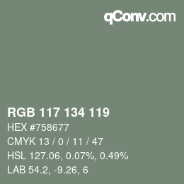 Color code: RGB 117 134 119 | qconv.com