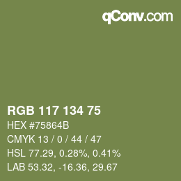 カラーコード: RGB 117 134 75 | qconv.com