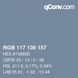 Color code: RGB 117 136 157 | qconv.com