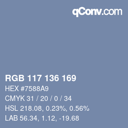 颜色代码: RGB 117 136 169 | qconv.com