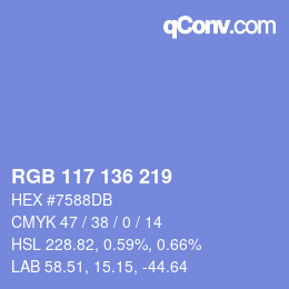 Color code: RGB 117 136 219 | qconv.com