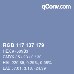 Farbcode: RGB 117 137 179 | qconv.com