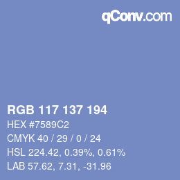Farbcode: RGB 117 137 194 | qconv.com