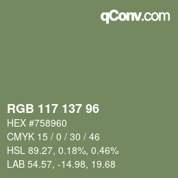カラーコード: RGB 117 137 96 | qconv.com
