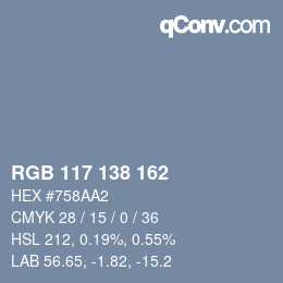 Farbcode: RGB 117 138 162 | qconv.com