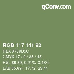 颜色代码: RGB 117 141 92 | qconv.com