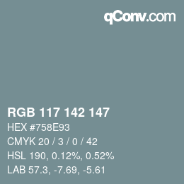 颜色代码: RGB 117 142 147 | qconv.com