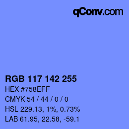 Color code: RGB 117 142 255 | qconv.com