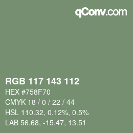 颜色代码: RGB 117 143 112 | qconv.com