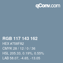 Color code: RGB 117 143 162 | qconv.com