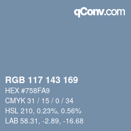 颜色代码: RGB 117 143 169 | qconv.com