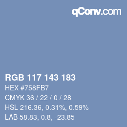 カラーコード: RGB 117 143 183 | qconv.com
