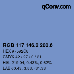 カラーコード: RGB 117 146.2 200.6 | qconv.com
