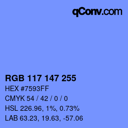 Color code: RGB 117 147 255 | qconv.com