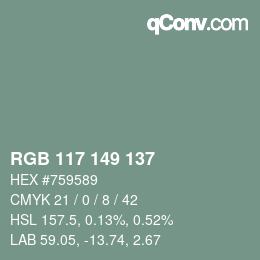 カラーコード: RGB 117 149 137 | qconv.com