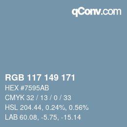 Color code: RGB 117 149 171 | qconv.com