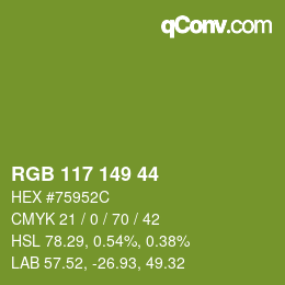 Color code: RGB 117 149 44 | qconv.com