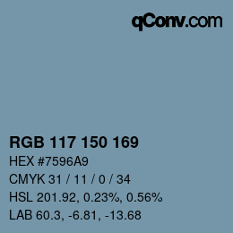 颜色代码: RGB 117 150 169 | qconv.com