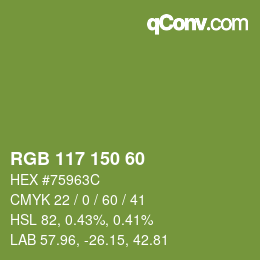 Farbcode: RGB 117 150 60 | qconv.com