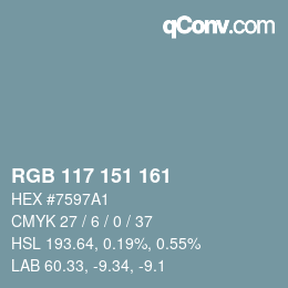 颜色代码: RGB 117 151 161 | qconv.com