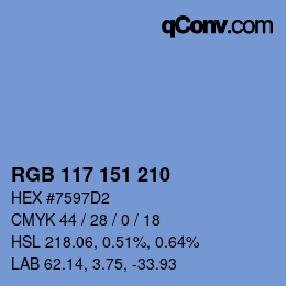 颜色代码: RGB 117 151 210 | qconv.com
