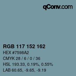 Código de color: RGB 117 152 162 | qconv.com