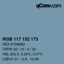 Código de color: RGB 117 152 173 | qconv.com