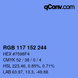 Color code: RGB 117 152 244 | qconv.com