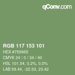 Color code: RGB 117 153 101 | qconv.com