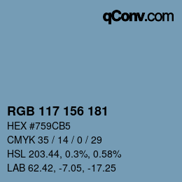 Color code: RGB 117 156 181 | qconv.com