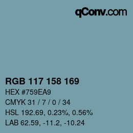 颜色代码: RGB 117 158 169 | qconv.com