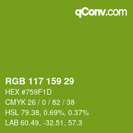 カラーコード: RGB 117 159 29 | qconv.com