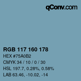 Color code: RGB 117 160 178 | qconv.com