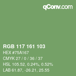 Color code: RGB 117 161 103 | qconv.com