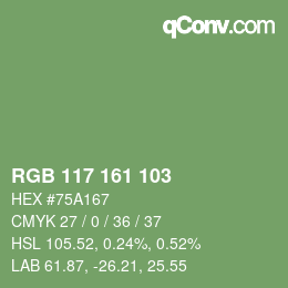 Color code: RGB 117 161 103 | qconv.com