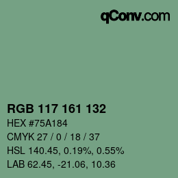Color code: RGB 117 161 132 | qconv.com