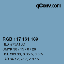 颜色代码: RGB 117 161 189 | qconv.com