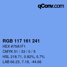 Farbcode: RGB 117 161 241 | qconv.com