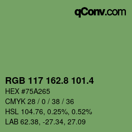カラーコード: RGB 117 162.8 101.4 | qconv.com