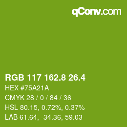 カラーコード: RGB 117 162.8 26.4 | qconv.com