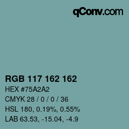 Color code: RGB 117 162 162 | qconv.com