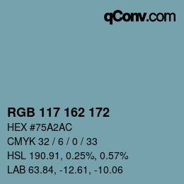 Color code: RGB 117 162 172 | qconv.com