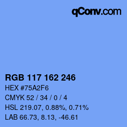 Color code: RGB 117 162 246 | qconv.com